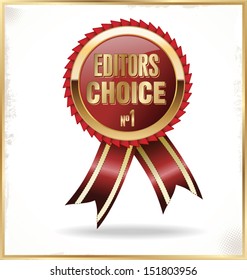 Editors Choice red label with ribbons