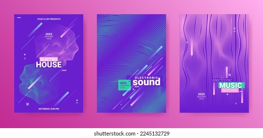 Edm Abstract Dj Flyer. Electro Sound Poster. Techno Dance Cover.