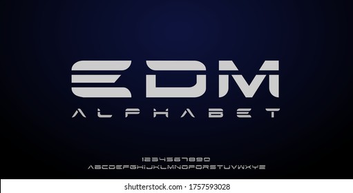 EDM alphabet fonts. Abstract typography technology electronic, sport, music, future creative font. vector illustration