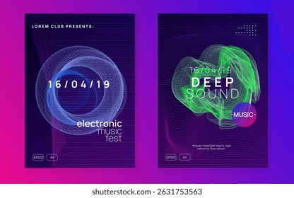 Plano De Fundo Do Edm. Convite para o Festival. Evento Techno. Ilustração de áudio eletrônico. Elemento De Trance Dj. Cartaz da Discoteca Azul. Bandeira de Dança Verde. Plano De Fundo Do Edm Rosa