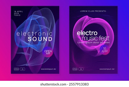 Edm Background. Sound Magazine. Pink Techno Banner. Electro Vector. Night Club Concert Template. Psychedelic Radio Illustration. Violet Dj Flyer. Green Edm Background