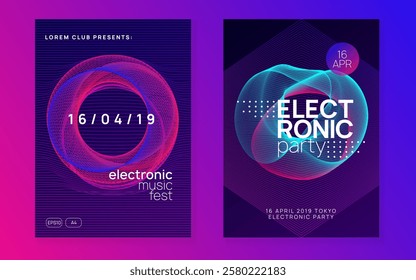 Edm Banner. Dance Concert Graphic. Trance Invite. Nightclub Audio Illustration. Blue Discotheque Background. Green Sound Set. Fest Magazine. Pink Edm Banner