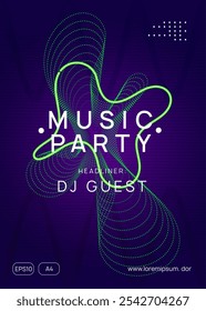 Edm Banner. Dj Concert Template. Psychedelic Audio Invitation. Green Night Club Design. Violet Party Poster. Trance Vector. Techno Set. Pink Edm Banner