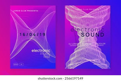 Edm Banner. Violet Sound Poster. Trance Vector. Dj Festival Template. Soundwave Disco Invitation. Fest Set. Pink Discotheque Background. Blue Edm Banner