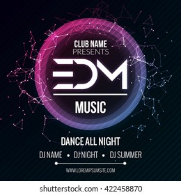 EDM Club Music Party Template, Dance Party Flyer, Brochure. Night Party Club Sound Banner Poster Discotheque