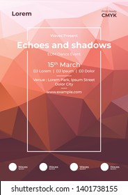 EDM Dance music festival low poly abstract background template