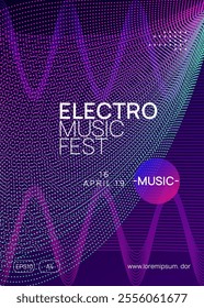 Edm Design. Festival Cover. Psychedelic Radio Invitation. Green Dance Event. Party Electro Element. Violet Discotheque Set. Dj Magazine. Blue Edm Design