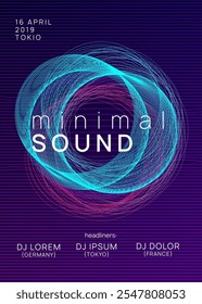 Edm Design. Green Sound Magazine. Blue Night Club Poster. Soundwave Disco Illustration. Techno Electro Element. Fest Set. Concert Invite. Violet Edm Design