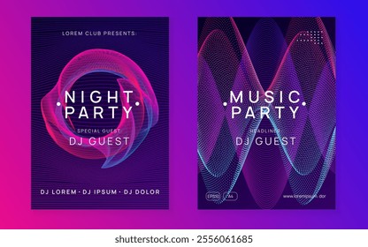 Edm Design. Nightclub Audio Illustration. Techno Trance Element. Green Dance Flyer. Blue Fest Banner. Discotheque Magazine. Concert Invite. Violet Edm Design