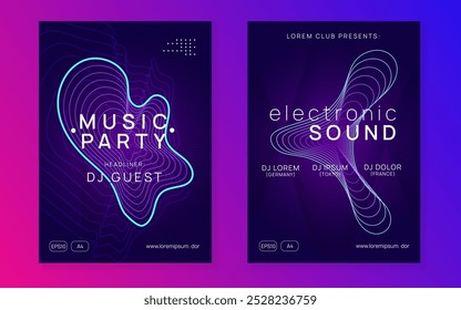 Edm Design. Psychedelic Beat Illustration. Sound Festival Graphic. Techno Flyer. Electro Cover. Blue Party Background. Pink Night Club Event. Green Edm Design