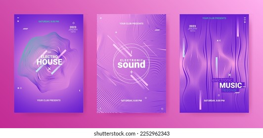 Edm Dj Flyer. Electro Sound Cover. Techno Party Poster. Vector 3d