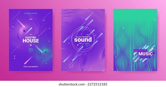 Edm Dj Flyer. Electro Sound Poster. Techno Music Cover. Vector 3d