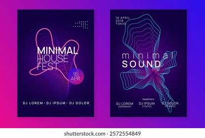 Edm Event. Green Sound Banner. Pink Night Club Design. Techno Electro Graphic. Music Flyer. Trance Vector. Electronic Radio Invitation. Blue Edm Event