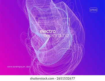 Evento Edm. Revista Party. Capa do concerto. Blue Dance Design. Soundwave Disco Illustration. Modelo Fest Trance. Conjunto De Dj Rosa. Evento Edm Verde