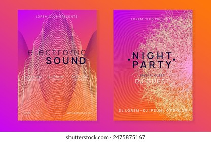 Edm Event. Techno Flyer. Psychedelic Radio Invitation. Dance Trance Graphic. Festival Vector. Blue Fest Background. Pink Music Set. Green Edm Event