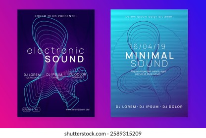 Edm Flyer. Blue Dj Set. Music Event. Electro Vector. Fest Concert Graphic. Psychedelic Beat Illustration. Green Night Club Magazine. Violet Edm Flyer