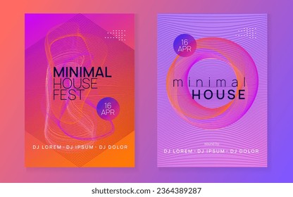 Edm flyer. Bright discotheque brochure set. Dynamic fluid shape and line. Neon edm flyer. Electro trance music. Techno dj party. Electronic sound event. Club dance poster.