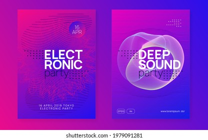 Edm Flyer. Curvy Show Invitation Set. Dynamic Fluid Shape And Line. Neon Edm Flyer. Electro Trance Music. Techno Dj Party. Electronic Sound Event. Club Dance Poster.