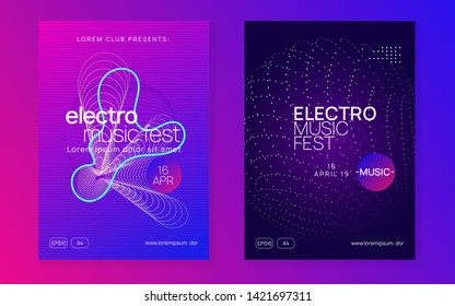 Edm Flyer. Dynamic Fluid Shape And Line. Cool Concert Magazine Set. Neon Edm Flyer. Electro Trance Music. Techno Dj Party. Electronic Sound Event. Club Dance Poster.