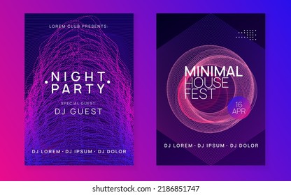 Edm flyer. Dynamic fluid shape and line. Trendy show brochure set. Neon edm flyer. Electro trance music. Techno dj party. Electronic sound event. Club dance poster.