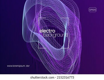 Edm flyer. Futuristic discotheque magazine design. Dynamic fluid shape and line. Neon edm flyer. Electro trance music. Techno dj party. Electronic sound event. Club dance poster.