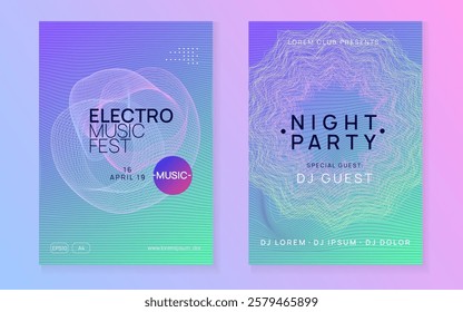 Edm Flyer. Pink Party Poster. Electro Cover. Green Techno Design. Dance Event. Discotheque Trance Element. Nightclub Radio Invitation. Violet Edm Flyer