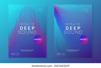 Edm Flyer. Trance Vector. Pink Fest Set. Blue Techno Design. Dj Concert Element. Sound Banner. Electronic Disco Illustration. Green Edm Flyer