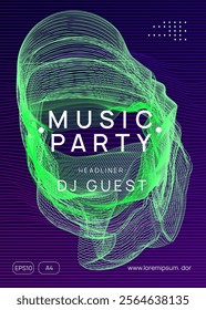 Edm Flyer. Trance Vector. Soundwave Disco Invitation. Fest Magazine. Green Night Club Set. Pink Music Event. Discotheque Concert Element. Blue Edm Flyer