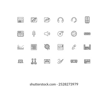 EDM icon set, design, vector illustration
