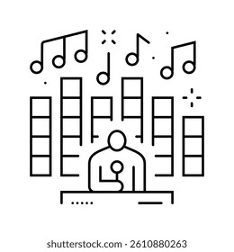 edm lifestyle rave retro line icon vector. edm lifestyle rave retro sign. isolated contour symbol black illustration