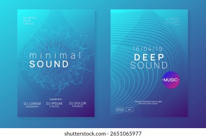 Edm Magazine. Conception de musique bleue. Invitation audio psychédélique. Graphisme du concert du Fest. Événement techno rose. Invitation Trance. Dance Flyer. Magazine Green Edm