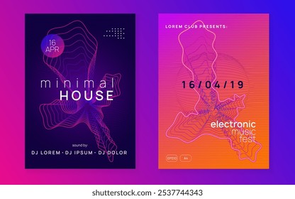 Edm Magazine. Electro Invite. Violet Night Club Design. Soundwave Audio Invitation. Blue Fest Event. Music Background. Sound Festival Element. Pink Edm Magazine