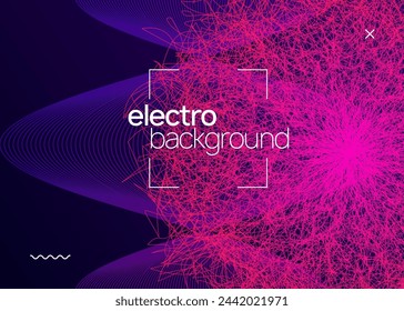 Edm Magazine. Fest Design. Violet Dance Background. Soundwave Audio Invitation. Trance Cover. Pink Music Set. Techno Festival Element. Green Edm Magazine