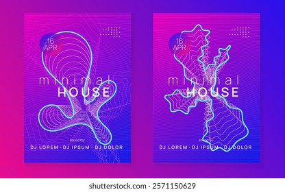 Edm Magazine. Festival Cover. Party Electro Template. Pink Dj Event. Discotheque Background. Violet Night Club Set. Nightclub Disco Invitation. Green Edm Magazine