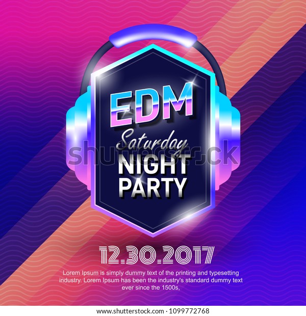 Edmパーティのポスターデザイン電子音楽ベクター画像テンプレートの背景 のベクター画像素材 ロイヤリティフリー