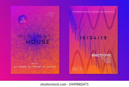 Edm Poster. Electronic Audio Invitation. Electro Vector. Sound Festival Element. Pink Dance Event. Green Discotheque Magazine. Music Design. Violet Edm Poster