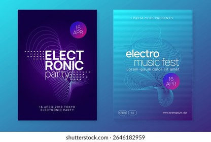 Edm Poster. Ilustração de batida eletrônica. Evento Do Dj Verde. Dance Trance Template. Fundo Discoteco Violeta. Capa do Festival. Design de som. Pôster Edm Azul
