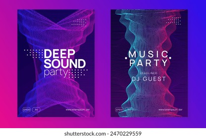 Edm Poster. Music Trance Graphic. Dance Background. Festival Cover. Soundwave Beat Illustration. Green Party Event. Violet Fest Flyer. Blue Edm Poster