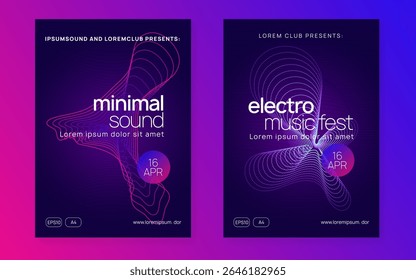 Edm Poster. Panfleto de Festa. Design Discoteca Violeta. Modelo Techno Trance. Eletro-vetor. Evento Do Dj Verde. Convite de Rádio da Boate. Pôster Edm Rosa