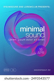 Edm Poster. Party Set. Trance Vector. Pink Dj Event. Night Club Electro Graphic. Blue Sound Flyer. Soundwave Beat Invitation. Violet Edm Poster