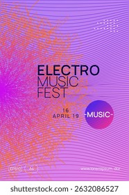 Edm Poster. Pink Discotheque Design. Elemento Trance Fest. Violeta Dj Flyer. Capa Eletro. Banner da festa. Ilustração de rádio eletrônica. Pôster Edm Azul