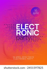 Edm Poster. Violet Dj Set. Sound Background. Green Night Club Banner. Techno Trance Template. Concert Vector. Psychedelic Beat Illustration. Blue Edm Poster