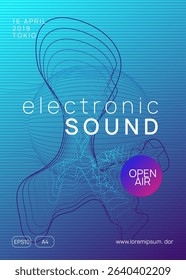 Edm Set. Pink Music Banner. Electronic Disco Illustration. Dj Festival Template. Night Club Magazine. Concert Vector. Blue Party Flyer. Green Edm Set