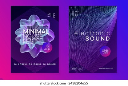 Edm Set. Psychedelic Disco Illustration. Festival Vector. Party Trance Graphic. Green Dj Design. Discotheque Banner. Blue Techno Poster. Pink Edm Set