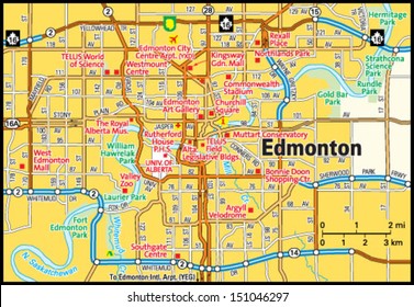 Edmonton, Alberta Area Map