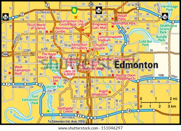 Edmonton Alberta Area Map Stock Vektorgrafik Lizenzfrei