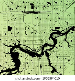 Edmonton, Alberta, Canada - Urban vector city map with parks, rail and roads, highways, minimalist town plan design poster, city center, downtown, transit network, street blueprint