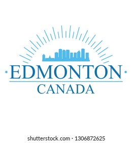 Edmonton Canada. Banner Design. City Skyline. Silhouette Vector. Famous Monuments.