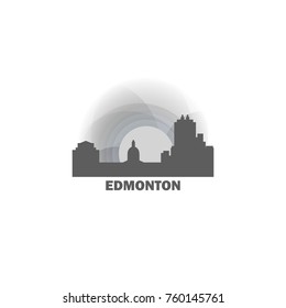 Edmonton Canada black white sunrise sunset city panorama landscape horizon buildings skyline flat icon logo