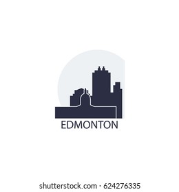 Edmonton Canada City Modern Landscape Panorama Logo Flat Blue Icon